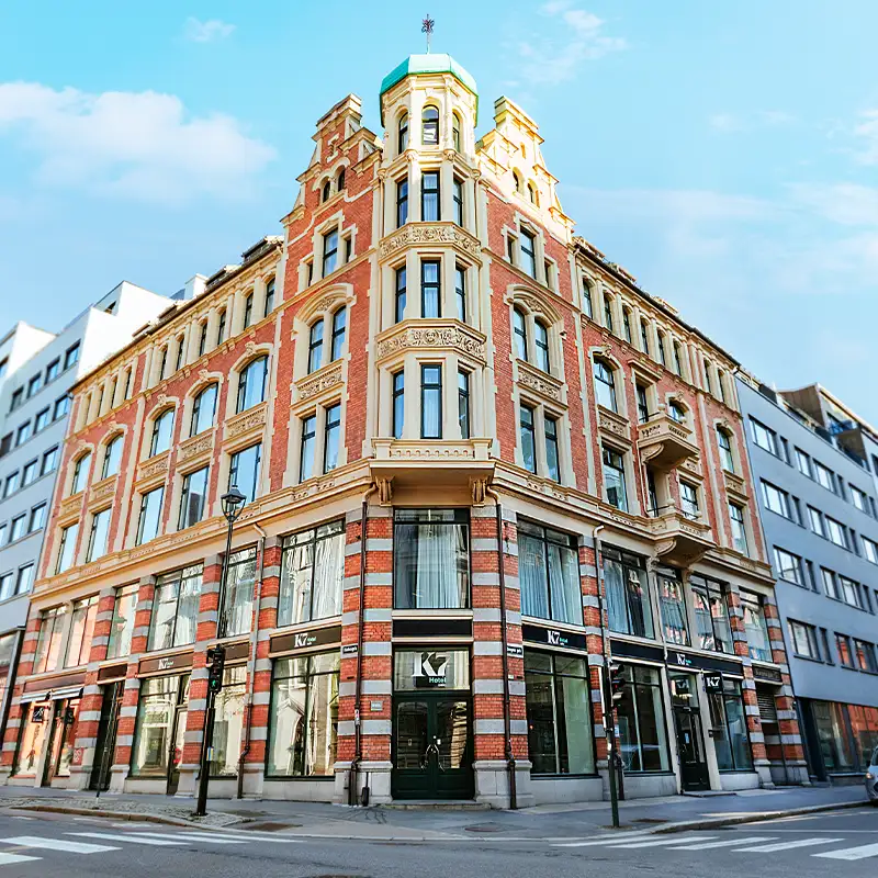 The exterior of the hotel building of K7 Hotel Oslo.